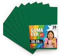OFITURIA Fogli di Gomma Eva Colorata per Lavoretti Creativi, Fai-da-te, Progetti Scolastici, Scrapbooking, Decorazioni Artistiche e Biglietti 20x30cm (Verde Scuro, 20 pz)