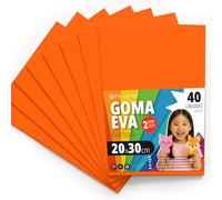 OFITURIA Fogli di Gomma Eva Colorata per Lavoretti Creativi, Fai-da-te, Progetti Scolastici, Scrapbooking, Decorazioni Artistiche e Biglietti 20x30cm (Arancione, 40 pz)