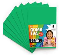 OFITURIA Fogli di Gomma Eva Colorata per Lavoretti Creativi, Fai-da-te, Progetti Scolastici, Scrapbooking, Decorazioni Artistiche e Biglietti 20x30cm (Verde, 5 pz)