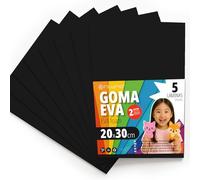 OFITURIA Fogli di Gomma Eva Colorata per Lavoretti Creativi, Fai-da-te, Progetti Scolastici, Scrapbooking, Decorazioni Artistiche e Biglietti 20x30cm (Nero, 5 pz)