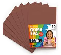 OFITURIA Fogli di Gomma Eva Colorata per Lavoretti Creativi, Fai-da-te, Progetti Scolastici, Scrapbooking, Decorazioni Artistiche e Biglietti 20x30cm (Marrone, 20 pz)