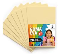 OFITURIA Fogli di Gomma Eva Colorata per Lavoretti Creativi, Fai-da-te, Progetti Scolastici, Scrapbooking, Decorazioni Artistiche e Biglietti 20x30cm (Crema, 5 pz)