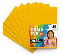 OFITURIA Fogli di Gomma Eva Colorata per Lavoretti Creativi, Fai-da-te, Progetti Scolastici, Scrapbooking, Decorazioni Artistiche e Biglietti 20x30cm (Giallo, 40 pz)