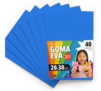 OFITURIA Fogli di Gomma Eva Colorata per Lavoretti Creativi, Fai-da-te, Progetti Scolastici, Scrapbooking, Decorazioni Artistiche e Biglietti 20x30cm (Blu Chiaro, 40 pz)