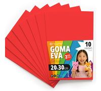 OFITURIA Fogli di Gomma Eva Colorata per Lavoretti Creativi, Fai-da-te, Progetti Scolastici, Scrapbooking, Decorazioni Artistiche e Biglietti 20x30cm (Rosso, 10 pz)
