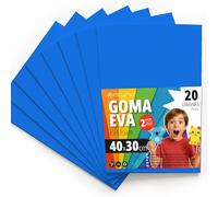 OFITURIA Fogli di Gomma Eva Colorata per Lavoretti Creativi, Fai-da-te, Progetti Scolastici, Scrapbooking, Decorazioni Artistiche e Biglietti 40x30cm (Blu Chiaro, 20 pz)
