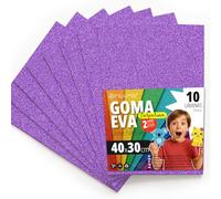 OFITURIA Fogli di Gomma Eva Glitterata per Lavoretti Creativi, Progetti Scolastici, Scrapbooking e Decorazioni Artistiche 40x30cm (Viola Glitterato, 10 pz)