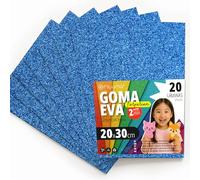 OFITURIA Fogli di Gomma Eva Glitterata per Lavoretti Creativi, Progetti Scolastici, Scrapbooking e Decorazioni Artistiche 20x30cm (Blu Glitterato, 20 pz)