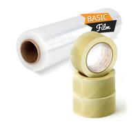 OFITURIA Nastro Adesivo e Film Trasparente per Imballaggio di Scatole e Mobili, Kit Completo di Imballaggio, Film Estensibile fino a 200m, Protezione Ideale per Spedizioni e Traslochi (Kit Scudo)