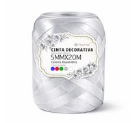OFITURIA Nastro di Raso Argento 5 mm x 20 m, Rotolo Nastro Regalo per Fiocchi e Confezioni, Nastro Decorativo Tessuto per pacchi Regalo, Bomboniere, Feste e Matrimoni (2 Pack, 2 Ud)