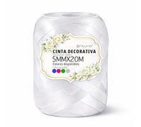 OFITURIA Nastro di Raso Bianco 5 mm x 20 m, Rotolo Nastro Regalo per Fiocchi e Confezioni, Nastro Decorativo Tessuto per pacchi Regalo, Bomboniere, Feste e Matrimoni (2 Pack, 2 Ud)