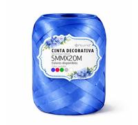 OFITURIA Nastro di Raso Blu 5 mm x 20 m, Rotolo Nastro Regalo per Fiocchi e Confezioni, Nastro Decorativo Tessuto per pacchi Regalo, Bomboniere, Feste e Matrimoni (1 Pack, 1 Ud)