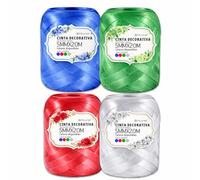 OFITURIA Nastro di Raso Multicolore 5 mm x 20 m, Set 4 Rotoli (Argento Rosso Verde Blu), Nastri Colorati per pacchi Regalo e Fiocchi, Decorazione Eventi e Bomboniere (4 Packs, 4 Ud)
