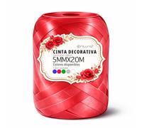 OFITURIA Nastro di Raso Rosso 5 mm x 20 m, Rotolo Nastro Regalo per Fiocchi e Confezioni, Nastro Decorativo Tessuto per pacchi Regalo, Bomboniere, Feste e Matrimoni (2 Pack, 2 Ud)