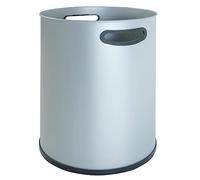 OFITURIA Papelera de Interior con Asas Metálica Capacidad 27 litros Color Plata Multiusos Ideal para Escritorio y Oficina