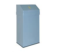 OFITURIA Papelera de Interior Metálica Capacidad 43 litros Color Plata con Cabezal Basculante Tipo Push Extraíble