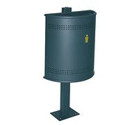 OFITURIA Papelera para Exterior Metálica Capacidad 44 litros Color Oxidón Perforada Anclaje al Suelo Mecanismo Descarga Abatible