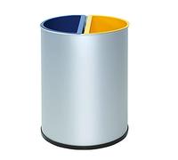 OFITURIA Papelera para Reciclaje Metálica Capacidad 28 litros Color Plata Contenedor 2 Compartimentos para Residuos