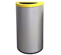 OFITURIA Papelera para Reciclaje Selectivo Metálica Capacidad 86 litros Color Plata Contenedor de Media Luna Tapa Abatible