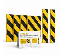 OFITURIA Paracolpi Garage Adesivo Pack 6 25x20+36x8 cm Nero/Giallo, Protezione Muro Garage, Paracolpi Auto Garage, Gomma Antiurto Box Auto (Pack 6 pz, 25x20+36x8 cm, Nero/Giallo)
