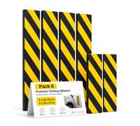 OFITURIA Paracolpi Garage Adesivo Pack 6 50x10+36x8 cm Nero/Giallo, Protezione Muro Garage, Paracolpi Portiere Auto, Gomma Antiurto Box Auto (Pack 6 pz, 50x10+36x8 cm, Nero/Giallo)
