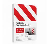 OFITURIA Paracolpi Garage Adesivo Retto 25x20 cm Bianco/Rosso, Protezione Muro Garage, Paracolpi Auto da Muro, Gomma Antiurto Box Auto (1 pz, 25x20 cm, Bianco/Rosso)