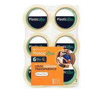 OFITURIA PlasticLess Nastro da Imballaggio Trasparente 36mm x 66m, Forte Aderenza, 25% Plastica in Meno, Mandrino 100% Riciclato, Rotolo Per Scatole, Spedizioni e Traslochi (6 Rotoli)