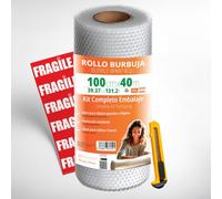 OFITURIA Rotolo Pluriball 100cm - Kit Imballaggio Completo con film a bolle d’aria flessibile - ideale per imballaggio per trasloco, trasloco, protezione spedizioni