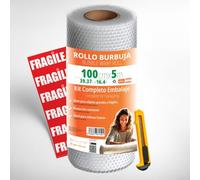 OFITURIA Rotolo Pluriball 100cm - Kit Imballaggio Completo con film a bolle d’aria flessibile - ideale per bubble wrap, trasloco, protezione spedizioni