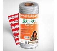 OFITURIA Rotolo Pluriball 100cm - Pack Fragile con film a bolle d’aria flessibile - ideale per packaging lusso, trasloco, protezione spedizioni