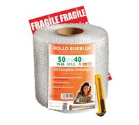 OFITURIA Rotolo Pluriball 50cm - Kit Imballaggio Completo con film a bolle d’aria flessibile - ideale per imballaggio per trasloco, trasloco, protezione spedizioni