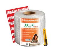 OFITURIA Rotolo Pluriball 50cm - Kit Imballaggio Completo con film a bolle d’aria flessibile - ideale per bubble wrap, trasloco, protezione spedizioni
