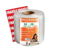 OFITURIA Rotolo Pluriball 50cm - Pack Fragile con film a bolle d’aria flessibile - ideale per packaging lusso, trasloco, protezione spedizioni