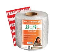 OFITURIA Rotolo Pluriball 50cm - Pack Fragile con film a bolle d’aria flessibile - ideale per plastica per imballaggio, trasloco, protezione spedizioni
