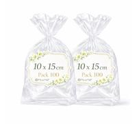 Ofituria Sacchetti Cellophane Trasparenti 10 x 15 cm, Sacchetti Trasparenti per biscotti e dolci, buste Trasparenti per Confezioni Regalo e packaging, Feste e Natale, 2 Pack (200 Sacchetti)