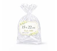 Ofituria Sacchetti Cellophane Trasparenti 15 x 22 cm, Sacchetti Trasparenti per regali e cosmetica, buste Trasparenti per Confezioni curate, ideali per eventi, Feste e negozi, 1 Pack (100 Sacchetti)