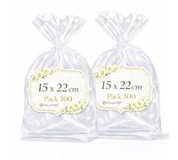 Ofituria Sacchetti Cellophane Trasparenti 15 x 22 cm, Sacchetti Trasparenti per regali e cosmetica, buste Trasparenti per Confezioni curate, ideali per eventi, Feste e negozi, 2 Pack (200 Sacchetti)