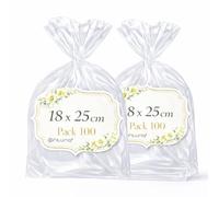 Ofituria Sacchetti Cellophane Trasparenti 18 x 25 cm, Sacchetti Trasparenti grandi per libri e set dolci, buste Trasparenti per regali e packaging, 2 Pack (200 Sacchetti)