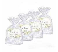 Ofituria Sacchetti Cellophane Trasparenti 5 x 7 cm, Sacchettini Trasparenti per Caramelle e Confetti, Bustine Trasparenti Regalo per bomboniere e Feste, Compleanno e Natale, 4 Pack (400 Sacchetti)