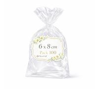 Ofituria Sacchetti Cellophane Trasparenti 6 x 8 cm, Bustine Trasparenti per Caramelle, piccoli regali, Sacchetti Regalo per bomboniere e Feste, Matrimonio e Compleanno, 1 Pack (100 Sacchetti)