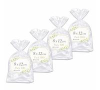 Ofituria Sacchetti Cellophane Trasparenti 8 x 12 cm, Sacchetti Trasparenti per biscotti e Caramelle, Bustine Trasparenti per Confezioni Regalo e bomboniere, per Feste e Natale, 4 Pack (400 Sacchetti)