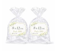 Ofituria Sacchetti Cellophane Trasparenti 8 x 12 cm, Sacchetti Trasparenti per biscotti e Caramelle, Bustine Trasparenti per Confezioni Regalo e bomboniere, per Feste e Natale, 2 Pack (200 Sacchetti)