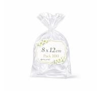 Ofituria Sacchetti Cellophane Trasparenti 8 x 12 cm, Sacchetti Trasparenti per biscotti e Caramelle, Bustine Trasparenti per Confezioni Regalo e bomboniere, per Feste e Natale, 1 Pack (100 Sacchetti)