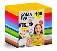 OFITURIA Set 100 Fogli Gomma Eva, Colori Assortiti, Formato 20x15 cm, 15 Colori Diversi, Ideale per Fai da Te, Scuola, Lavoretti Creativi, Hobby e Uso Artistico (Glitter)
