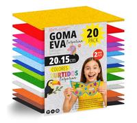 OFITURIA Set 20 Fogli Gomma Eva, Colori Assortiti, Formato 20x15 cm, 15 Colori Diversi, Ideale per Fai da Te, Scuola, Lavoretti Creativi, Hobby e Uso Artistico (Glitter)
