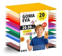 OFITURIA Set 20 Fogli Gomma Eva, Colori Assortiti, Formato 20x30 cm, 15 Colori Diversi, Ideale per Fai da Te, Scuola, Lavoretti Creativi, Hobby e Uso Artistico (Senza Glitter)