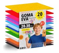 OFITURIA Set 20 Fogli Gomma Eva, Colori Assortiti, Formato 20x30 cm, 15 Colori Diversi, Ideale per Fai da Te, Scuola, Lavoretti Creativi, Hobby e Uso Artistico (Glitter)