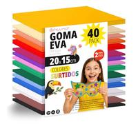 OFITURIA Set 40 Fogli Gomma Eva, Colori Assortiti, Formato 20x15 cm, 15 Colori Diversi, Ideale per Fai da Te, Scuola, Lavoretti Creativi, Hobby e Uso Artistico (Senza Glitter)