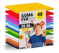 OFITURIA Set 40 Fogli Gomma Eva, Colori Assortiti, Formato 20x30 cm, 15 Colori Diversi, Ideale per Fai da Te, Scuola, Lavoretti Creativi, Hobby e Uso Artistico (Glitter)