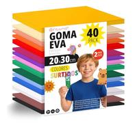 OFITURIA Set 40 Fogli Gomma Eva, Colori Assortiti, Formato 20x30 cm, 15 Colori Diversi, Ideale per Fai da Te, Scuola, Lavoretti Creativi, Hobby e Uso Artistico (Senza Glitter)